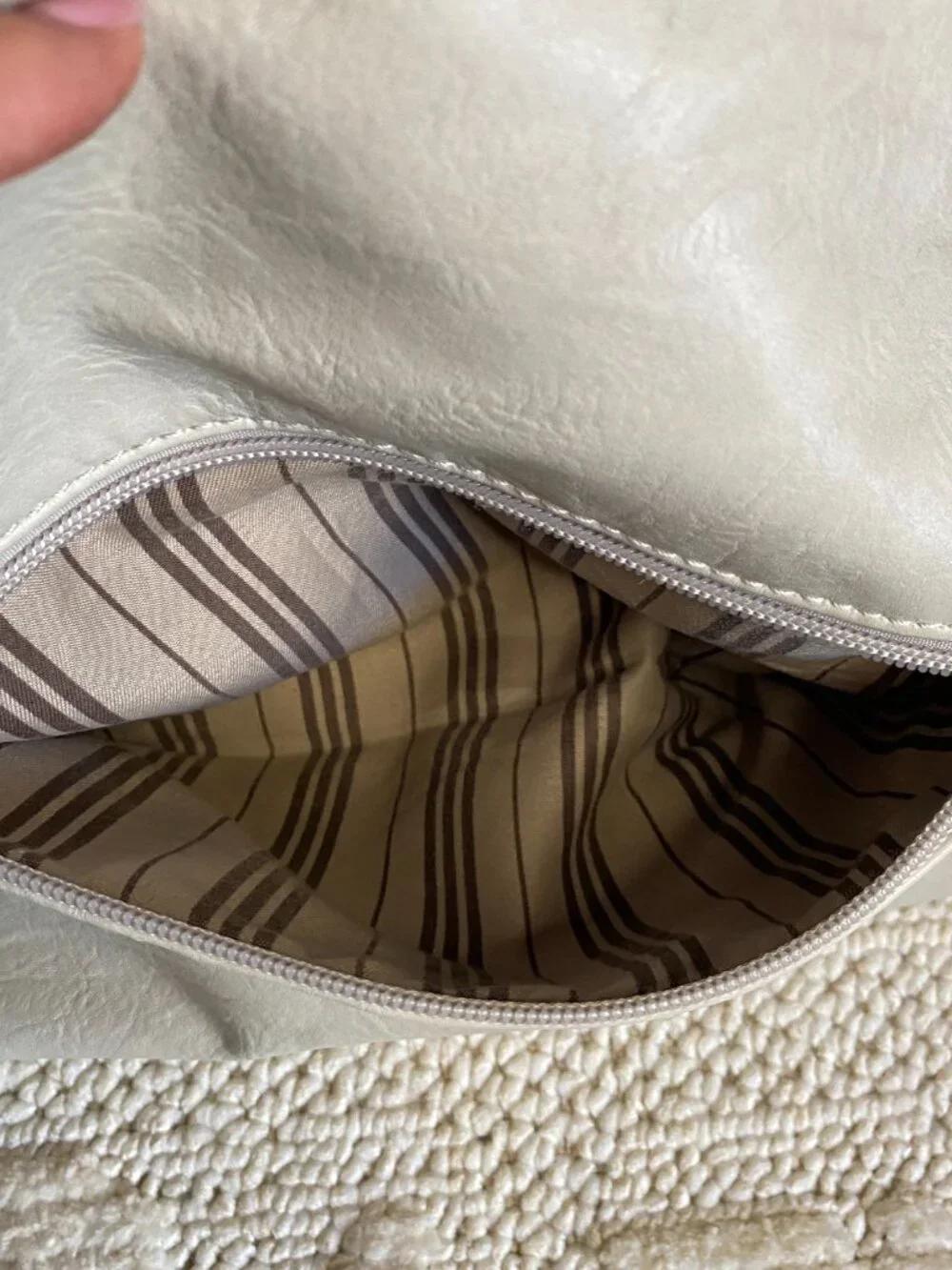 Ivory Studded Hobo Shoulder Bag – Gold Hardware